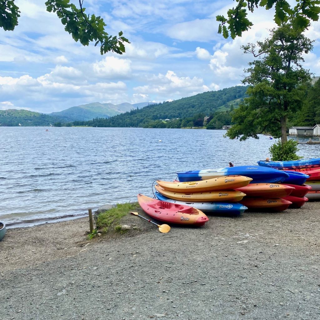 Kayaks at Brockhole on Windermere on Lake Windermrer