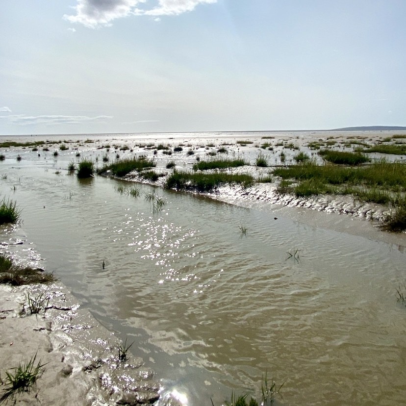 channels of water on Silverdale beach