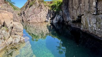 Black Moss Pot natural pool in Langstrath Valley, Lake District National Park
