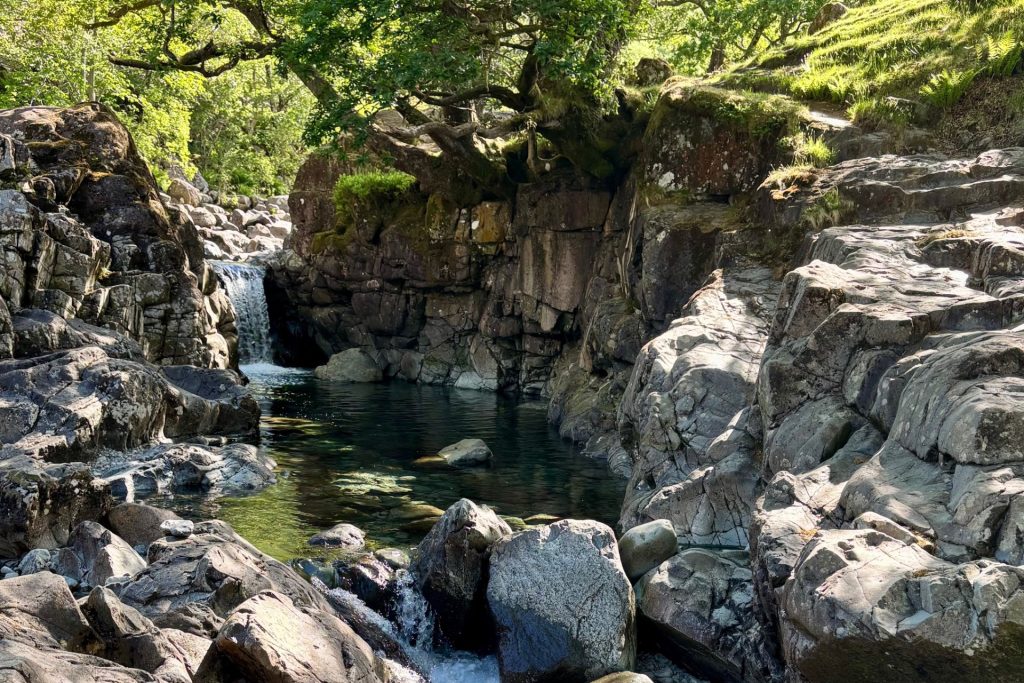 The Fairy Glen and Galleny Waterfall in Stonethwaite, Borrowdale, Lake District