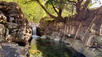 Emerald water at the Fairy Glen, Lake District