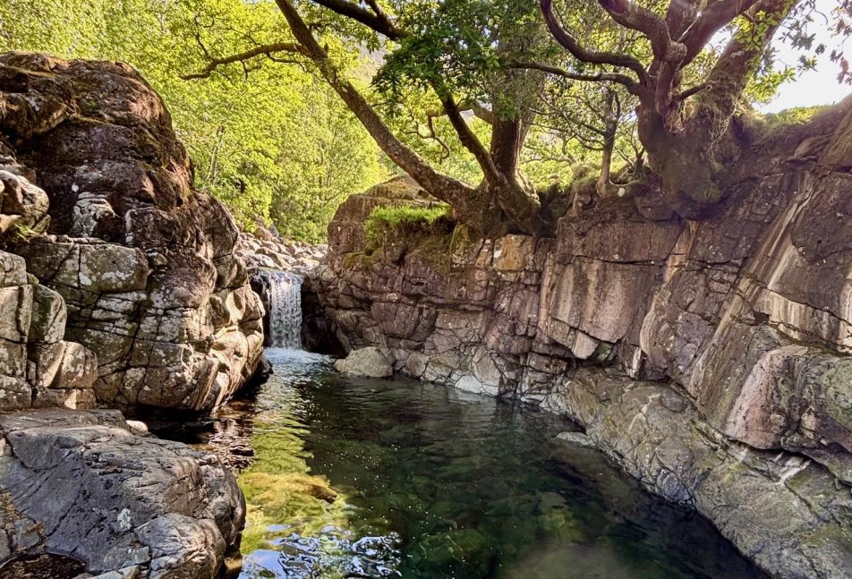 Emerald water at the Fairy Glen, Lake District